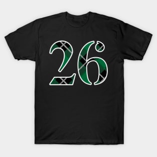 26 Sports Jersey Number Green Black Flannel T-Shirt